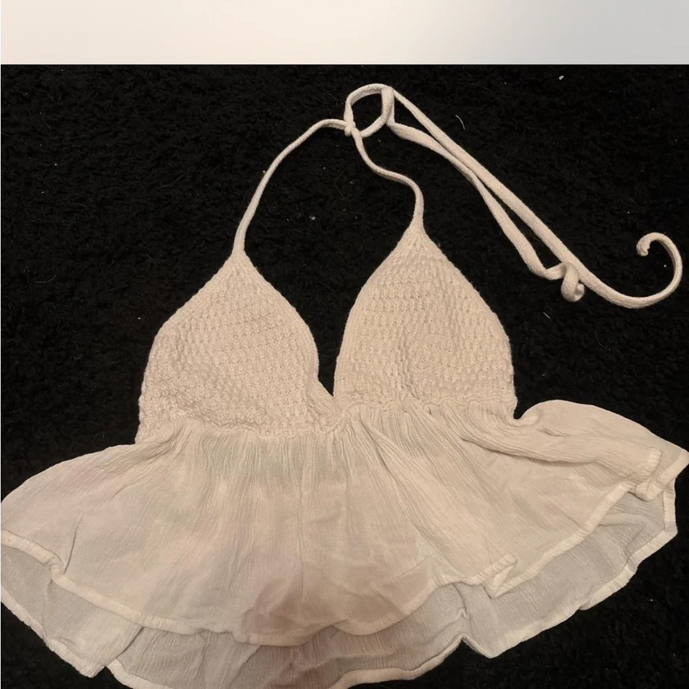 Garage White Knit Crop Top - Picture 2 of 3
